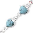 Sterling Silver Polished Heart-Shaped Turquoise Bracelet