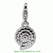 Sterling Silver Polished Shell With Lobster Clasp Charm