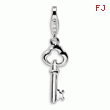 Sterling Silver Polished Skeleton Key With Lobster Clasp Charm