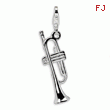 Sterling Silver Polished Trombone With Lobster Clasp Charm