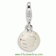 Sterling Silver Polished Volleyball With Lobster Clasp Charm