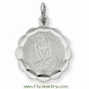 Sterling Silver Praying Hands Disc Charm