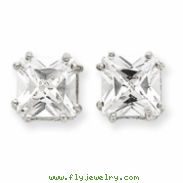 Sterling Silver Princess CZ Stud Earrings