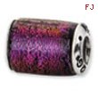 Sterling Silver Purple Dichroic Glass Barrel Bead