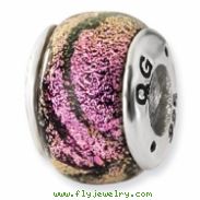 Sterling Silver Purple Dichroic Glass Bead