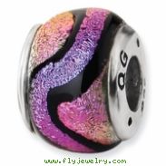 Sterling Silver Purple Dichroic Glass Bead