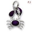 Sterling Silver Purple Enameled Crab Charm