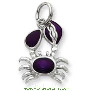 Sterling Silver Purple Enameled Crab Charm