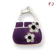 Sterling Silver Purple Enameled CZ Purse Charm