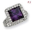 Sterling Silver Purple Square CZ Ring