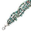 Sterling Silver Quartz, Amazonite, Jade, Onyx Bead Five Strand Bracelet