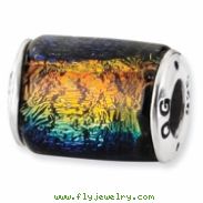 Sterling Silver Rainbow Dichroic Glass Barrel Bead