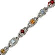 Sterling Silver Rainbow Semi-Precious & CZ Bracelet