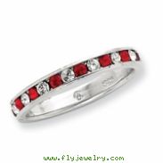 Sterling Silver Red & White CZ Eternity Band ring