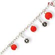 Sterling Silver Red Bead Anklet