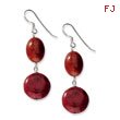 Sterling Silver Red Coral Dangle Earrings