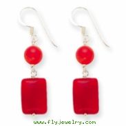 Sterling Silver Red Coral/Red Agate Earrings