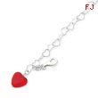 Sterling Silver Red Crystal Heart Link Anklet