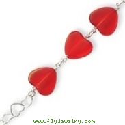 Sterling Silver Red Crystal Link Bracelet