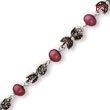 Sterling Silver Red Cultured Pearl & Marcasite Butterflies Bracelet