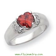 Sterling Silver Red CZ Heart Ring