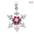 Sterling Silver Red CZ Snowflake Charm