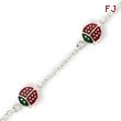 Sterling Silver Red Enamal Ladybugs Childs Bracelet