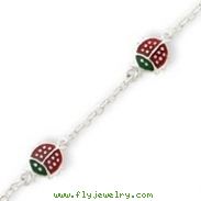 Sterling Silver Red Enamal Ladybugs Childs Bracelet