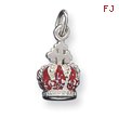 Sterling Silver Red Enamaled Crown Charm