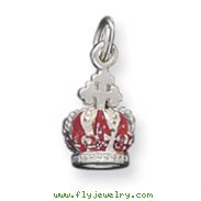 Sterling Silver Red Enamaled Crown Charm