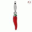 Sterling Silver Red Enamel Pepper With Lobster Clasp Charm