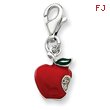 Sterling Silver Red Enameled Apple Charm