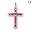 Sterling Silver Red Enameled Cross Pendant