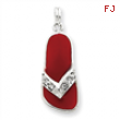 Sterling Silver Red Enameled CZ Flip Flop Charm