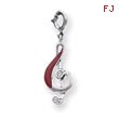 Sterling Silver Red Enameled Treble Clef Charm