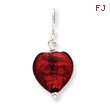 Sterling Silver Red Murano Glass Heart Earrings