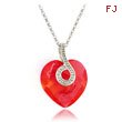 Sterling Silver Red Swarovski Crystal Heart Necklace