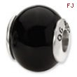 Sterling Silver Reflections Black Agate Stone Bead