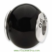 Sterling Silver Reflections Black Agate Stone Bead