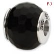 Sterling Silver Reflections Black Agate Stone Bead