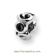 Sterling Silver Reflections Black Cubic Zirconia Bead