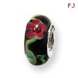 Sterling Silver Reflections Black/Red Hand-blown Glass Bead