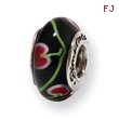 Sterling Silver Reflections Black/Red Hand-blown Glass Bead