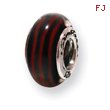 Sterling Silver Reflections Black/Red Hand-blown Glass Bead