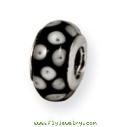 Sterling Silver Reflections Black/White Murano Glass Bead