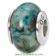 Sterling Silver Reflections Blue Crazy Lace Agate Stone Bead