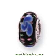 Sterling Silver Reflections Blue Hand-blown Glass Bead