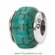 Sterling Silver Reflections Blue Magnasite Stone Bead