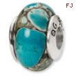 Sterling Silver Reflections Blue Mosaic Magnasite Stone Bead