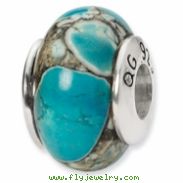 Sterling Silver Reflections Blue Mosaic Magnasite Stone Bead